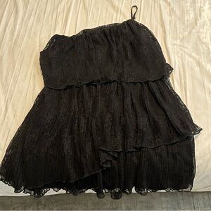 Revolve black lace strapless mini dress
